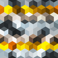 Hexagon grid seamless vector background. Minimal polygons bauhaus corners geometric design. Trendy colors hexagon cells pattern for game ui. Hexagonal shapes modern backdrop.