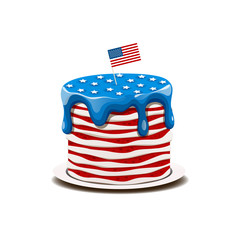 Cake in the colors of the American flag with stars and stripes