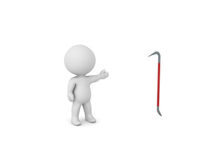 3D Character showing a red crowbar