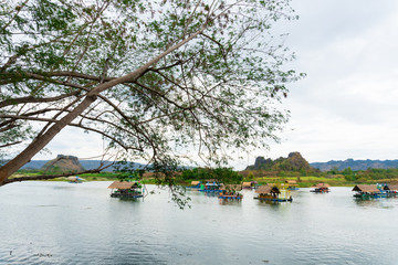 Huai Muang lake with boat house the place of relax