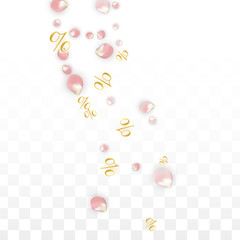 Vector Spring or Summer Sale Background with Petals and Percent for Template Design. Good for Special Hot Holiday Discount Offer, Black Friday, Fashion Promotion Action. Romantic Sakura Illustration
