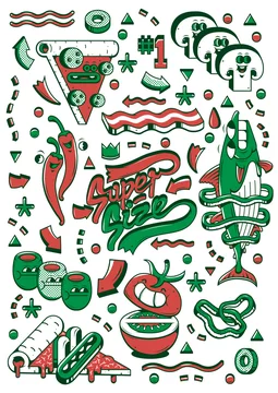 Vegetables, tuna and other ingredients are having a pizza party part one