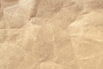 Brown crumpled paper texture background.