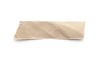 Naklejka premium Recycled paper craft stick on a white background. Brown paper torn or ripped pieces of paper isolated on white.