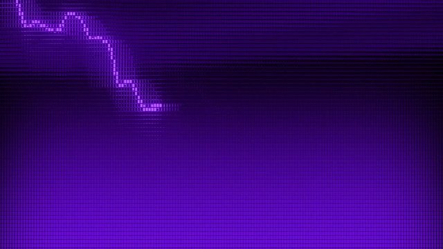 Purple Graph moving down on chart as recession or financial crisis 3d animation