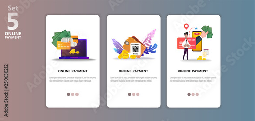 Online Payment Concept Illustration App Templete Set - 