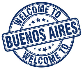 welcome to Buenos Aires blue round vintage stamp