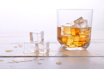 Whiskey with Ice Cubes