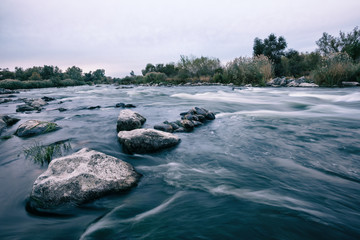 Stones on the shallows of mountain river
