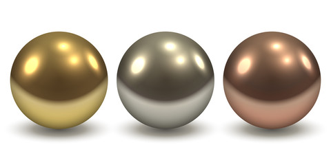 Gold, Silver and Copper Glossy Metal Balls