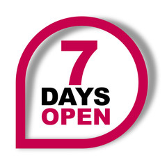 red vector banner seven days open