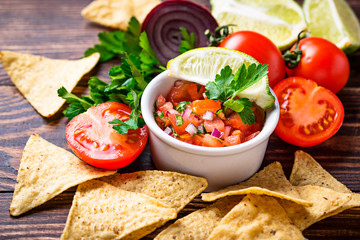 Traditional mexican tomato salsa sauce