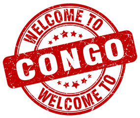 welcome to Congo red round vintage stamp