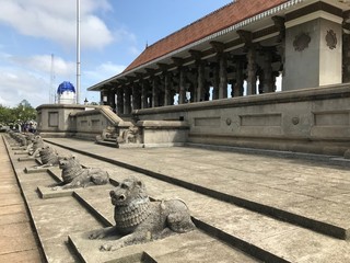 Lion Statues near Memorial Building in Colombo, Sri Lanka