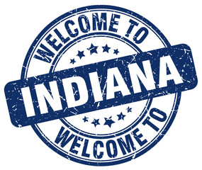 welcome to Indiana blue round vintage stamp