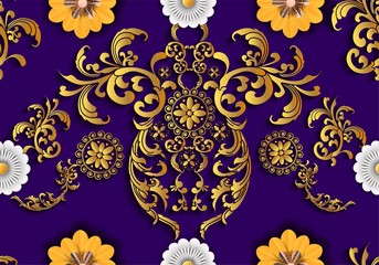 Thai tradition line art seamless pattern -vector