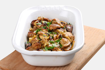 Rabbit baked in ceramic bowl