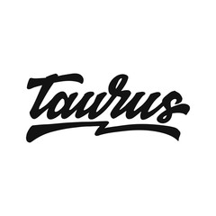 taurus zodiac hand lettering vector
