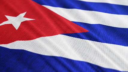 Cuba flag is waving 3D illustration. Symbol of Cuban national on fabric cloth 3D rendering in full perspective.