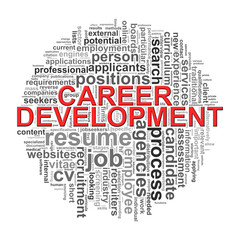 Circular wordcloud design career development word tags