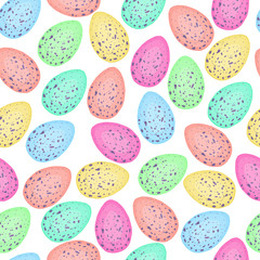 Seamless colorful pattern from a set of Easter eggs isolated on a transparent background. Idea for packaging, cards, background. EPS 10 vector.