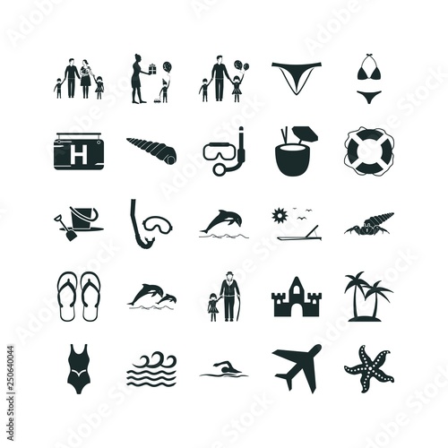 Beach Icon Set Flip Flops Icon And Dolphins Icon Vector