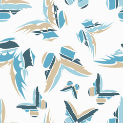 Fototapeta na wymiar Seamless pattern with decorative butterflies. Summer day. Vector illustration. Can be used for wallpaper, textile, invitation card, wrapping, web page background.