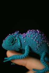 crochet blue chameleon