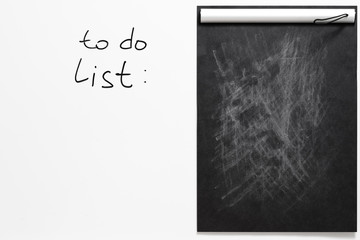 To do list. Blackboard checklist mockup. Copy space on white background.