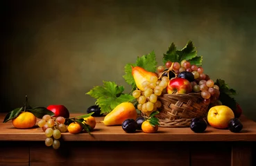 Foto op Plexiglas Still life with apple, grapes, pears and plums © Marta Teron