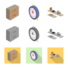 Isolated object of bedroom and room logo. Collection of bedroom and furniture stock vector illustration.