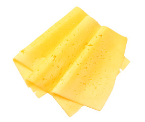 cheese slices isolated on white background. top view