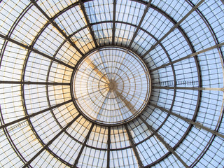 Symmetrical round dome of the Galleria Vittorio Emanuele II, Milan, Italy