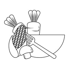 Healthy vegetables food black and white