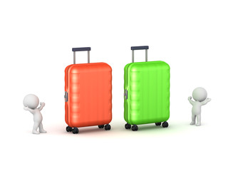 Two 3D Characters with Large Luggage