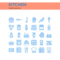 Kitchen Icons Set. UI Pixel Perfect Well-crafted Vector Thin Line Icons. The illustrations are a vector.