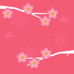 abstract vector background with sakura blossoming branches