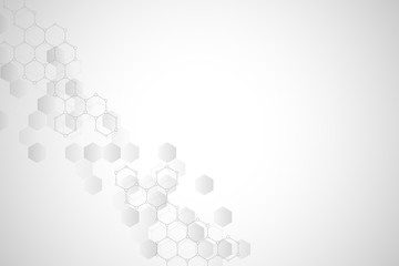 Geometric background texture with molecular structures and chemical engineering. Abstract background of hexagons pattern.