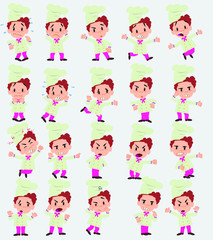 Cartoon character chef. Set with different postures, attitudes and poses, always in negative attitude, doing different activities in vector vector illustrations.