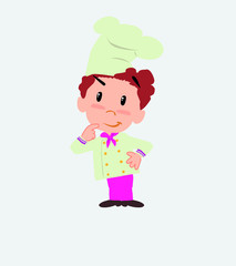 Chef thoughtful and happy.