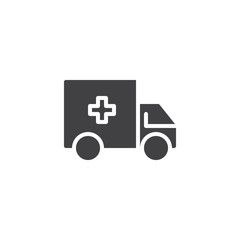 Ambulance truck vector icon. filled flat sign for mobile concept and web design. ambulance car glyph icon. Symbol, logo illustration. Pixel perfect vector graphics