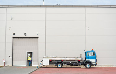 Drinking water car before the warehouse
