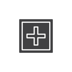 Hospital cross vector icon. filled flat sign for mobile concept and web design. Medical cross glyph icon. Symbol, logo illustration. Pixel perfect vector graphics