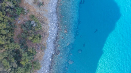 Overhead aerial view of beautiful coastline