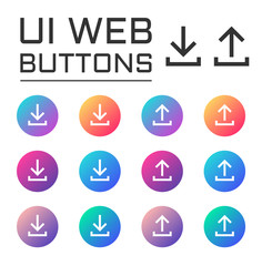 Fototapeta premium download upload arrow account ui web button. ui elements. download upload arrow vector icons on trendy gradients for web, mobile and user interface design