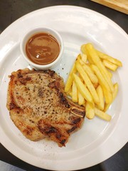 Pork steak with french fries