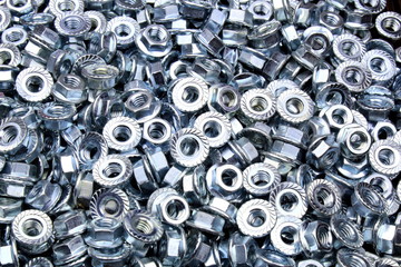 Background galvanized fasteners.