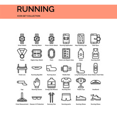 Running Icons Set. UI Pixel Perfect Well-crafted Vector Thin Line Icons. The illustrations are a vector.
