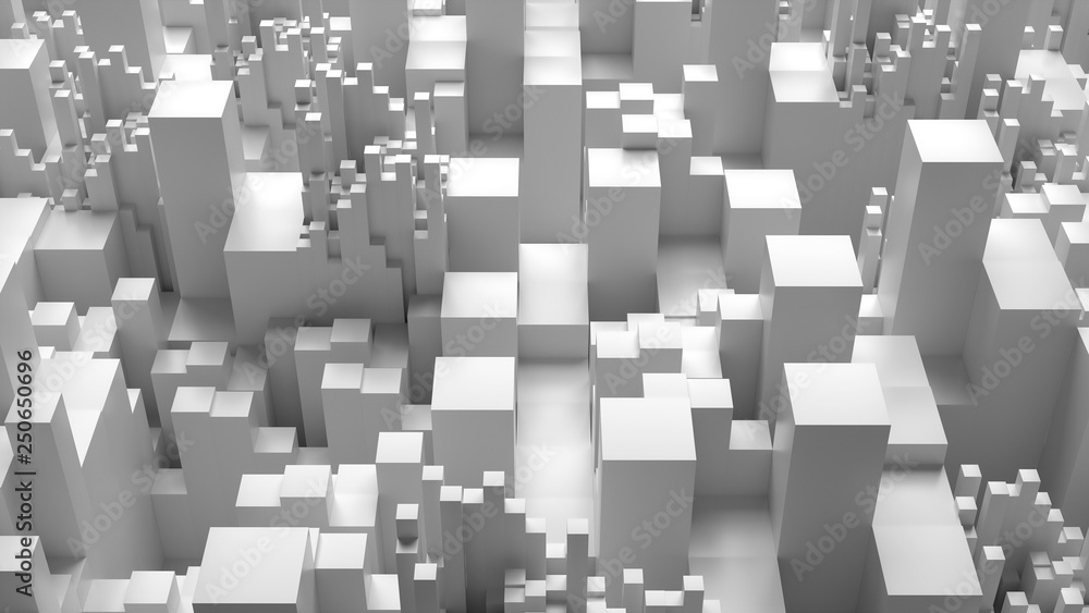 Poster 3d bright background with simple geometry shapes with different height. elegant abstract reflective 