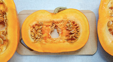 fragments of pumpkin on the table